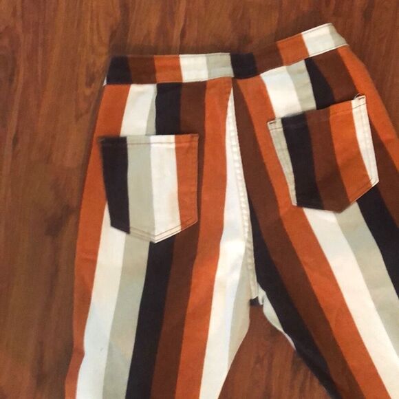 Halleln Cream orange brown high waisted bell bottom jeans stretch junior large - Picture 6 of 6